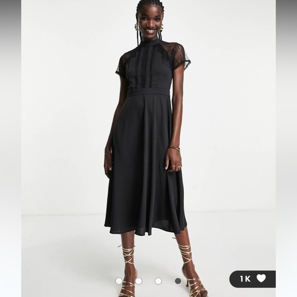 Black lace midi dress